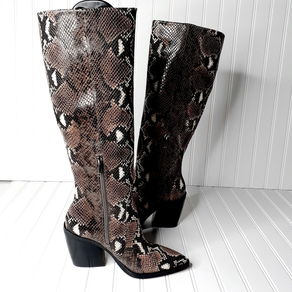 NEW Vince Camuto Gravana Snake Print Leather Boot - Picture 7 of 11